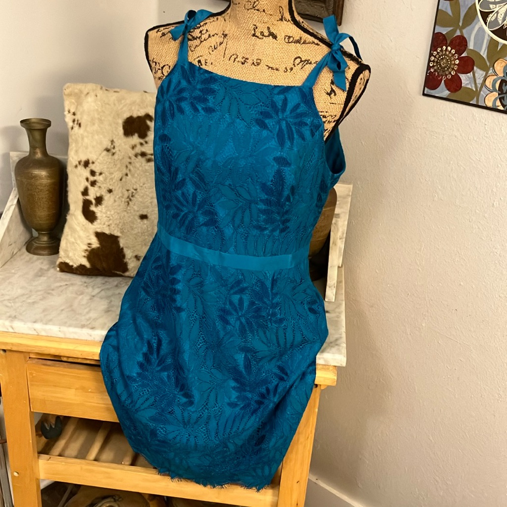 Lilly Pulitzer Blue Shades Halter Sundress Mini Lace 14!